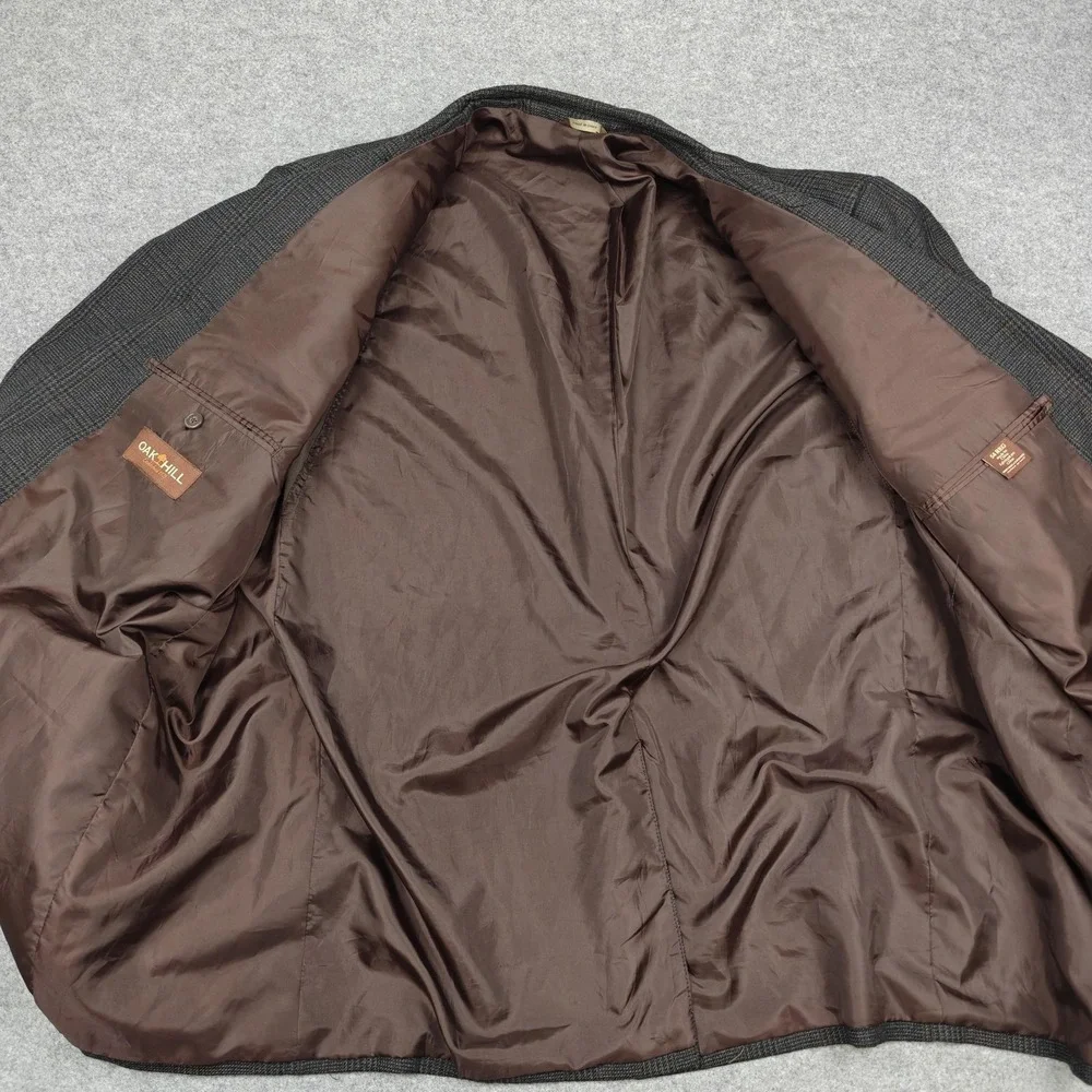 Oak Hill Blazer Mens‎ 54 Brown Plaid Polyester Rayon Sport Coat Jacket Tweed